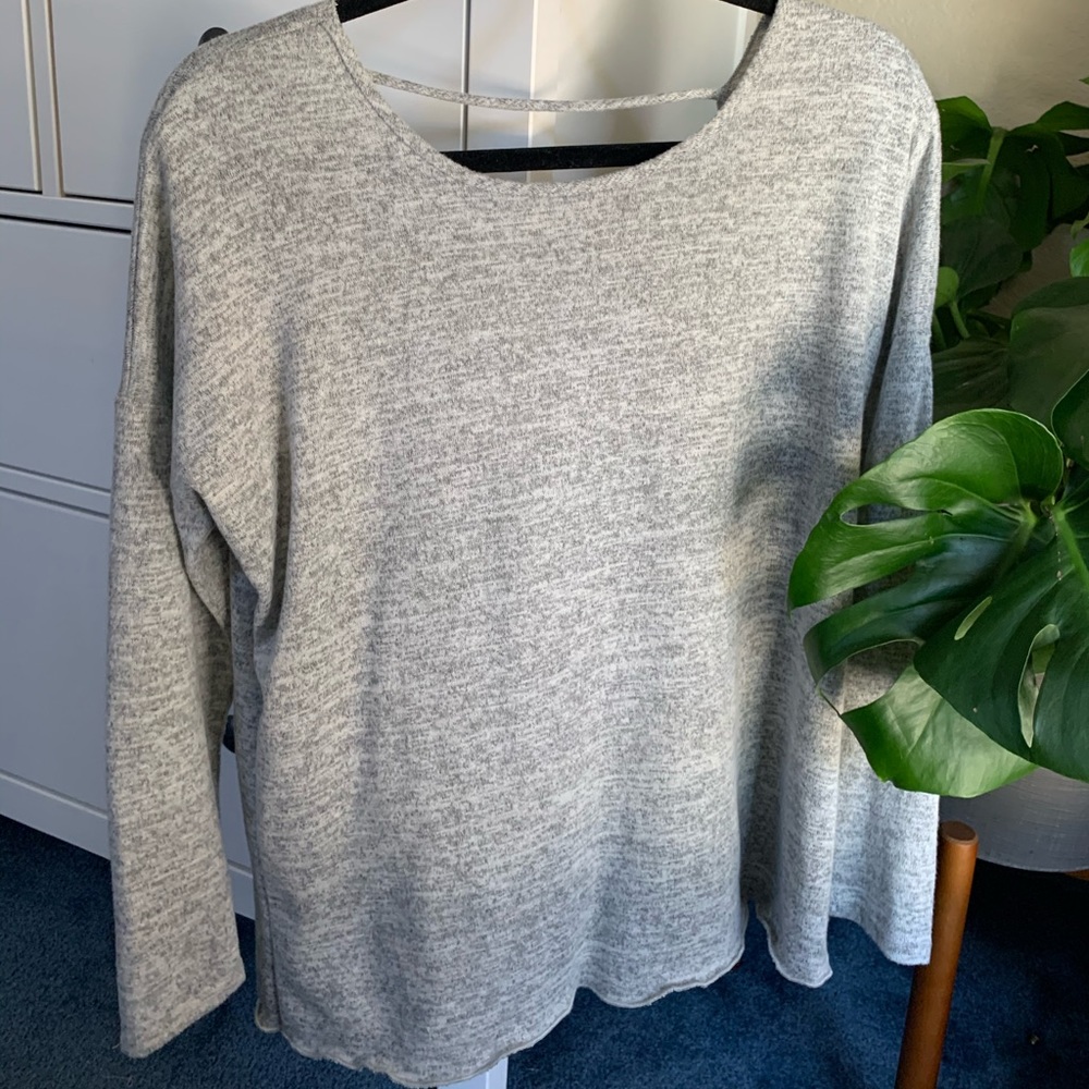 Gray open back sweater